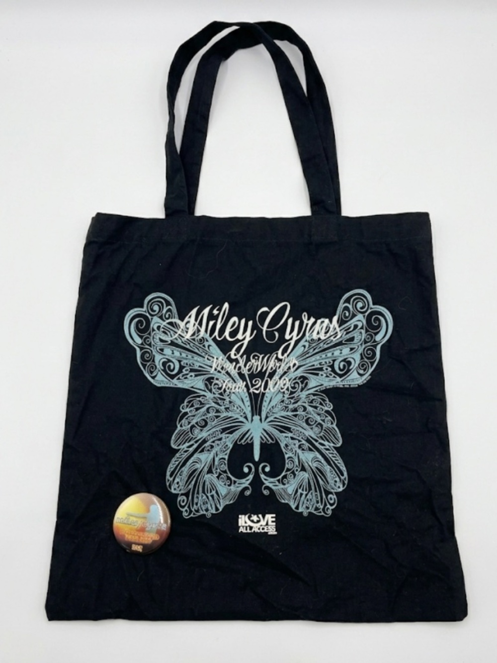 Miley Cyrus Wonder World Tour 2009 Tote Bag and Button Pin